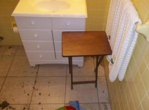 water damage bathroom before